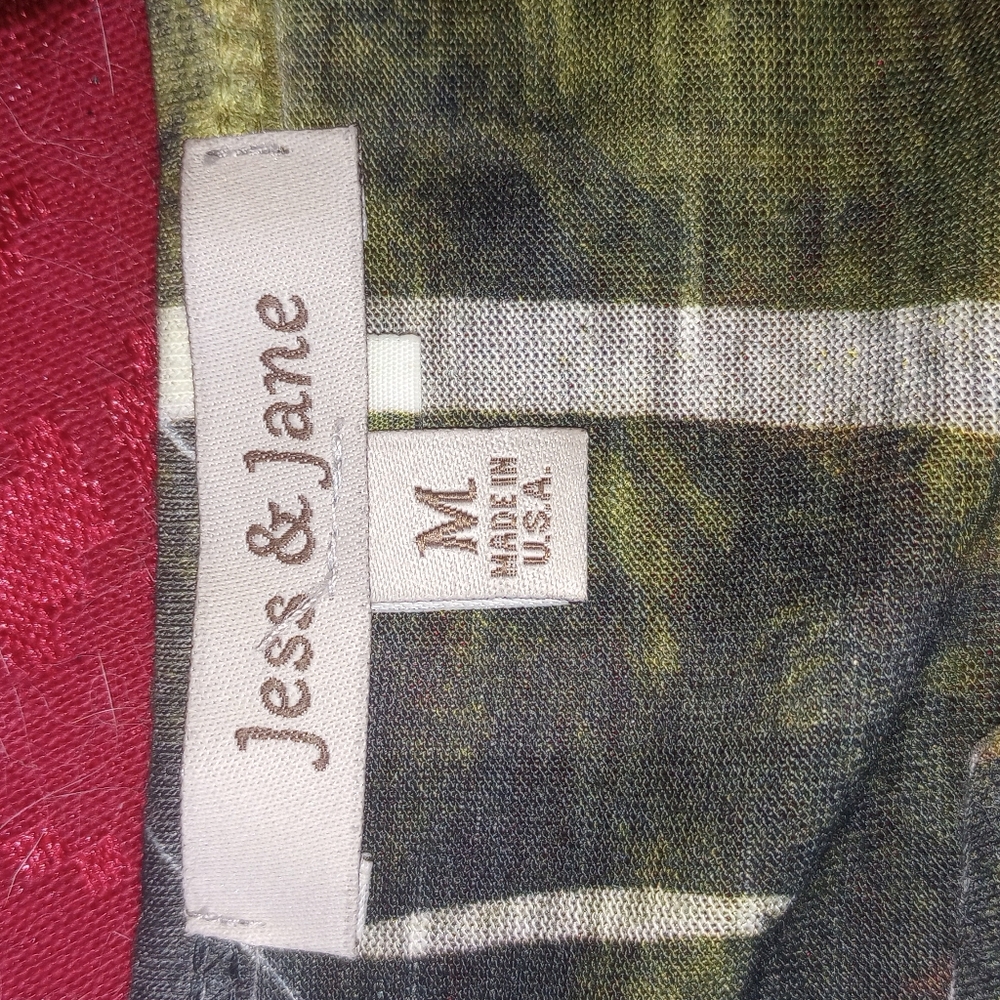 Pull over blouse by Jess and Jane. Multi colors blues, greens, browns size M.